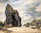 Steeple Rock Kynance Cove Lizard Cornwall Low Water - 爱德华·威廉·库克